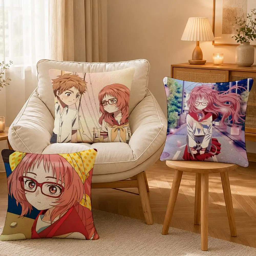 Anime Girl Forgot Glasses Cute Cushion Cover Personalized Short Plush Soft Bedroom Sofa Home Decor Gift