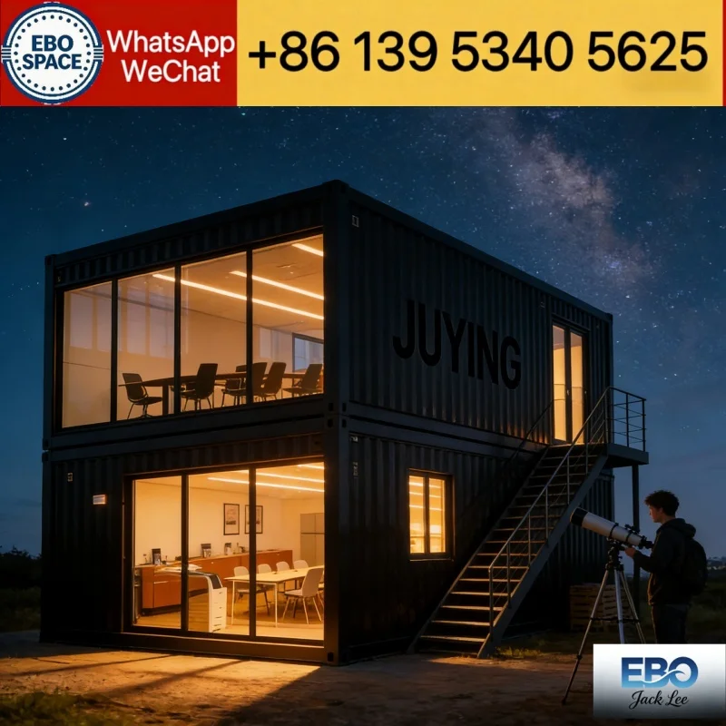 Retractable Container House with Balcony: Luxury mobile villa prefabricated house suitable for family temporary housing