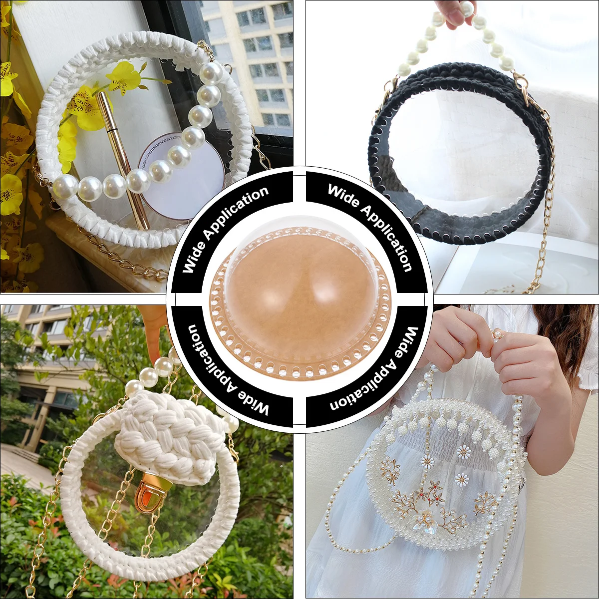 

1Set DIY Braided Bag Accessories Transparent Acrylic Dome Cover for Handmade Bag Craft Supplies Parts Material Clear