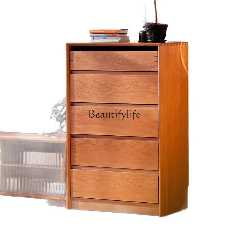 

Nordic Japanese-style cherry wood all solid wood locker storage low cabinet