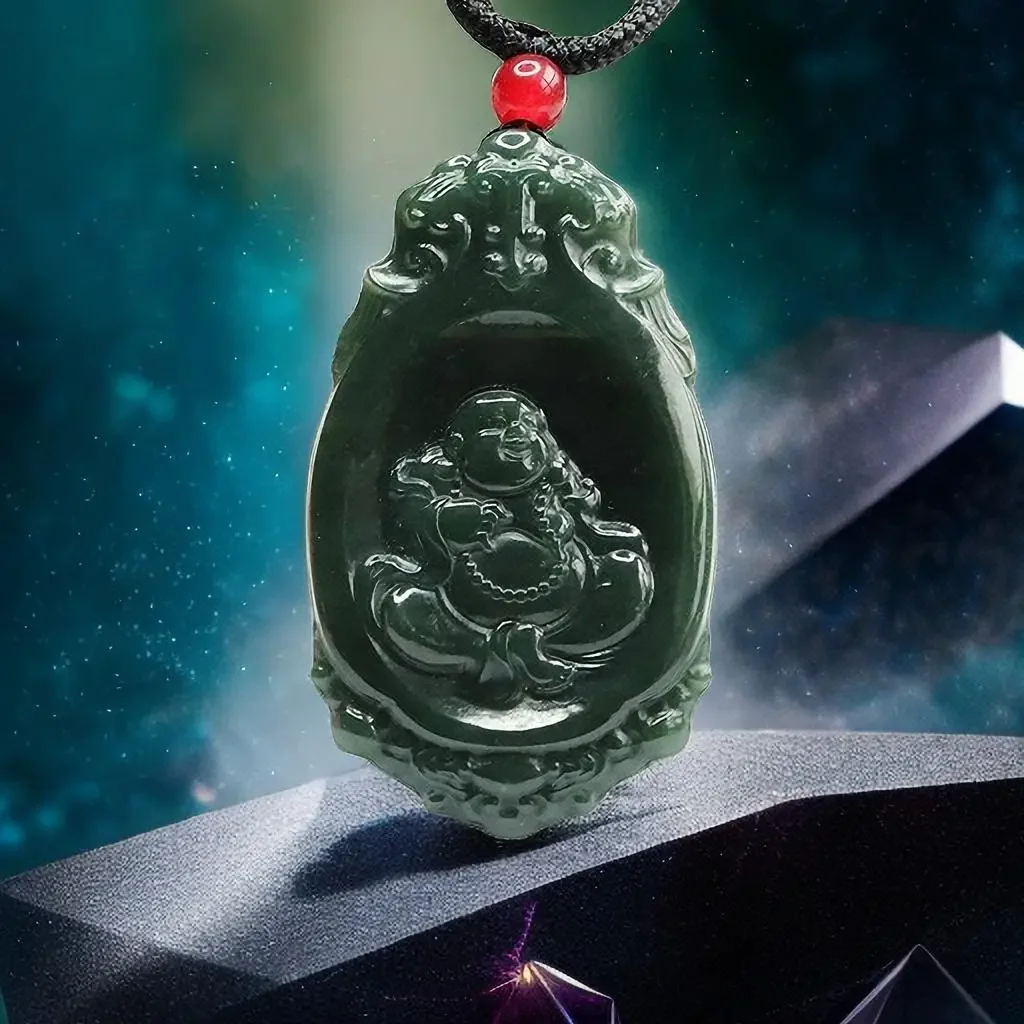 

Hetian Jade Maitreya Pendant Men Fashion Buddha Necklace Man Charm Designer Jewelry Stone Necklaces Talismans Natural Carved