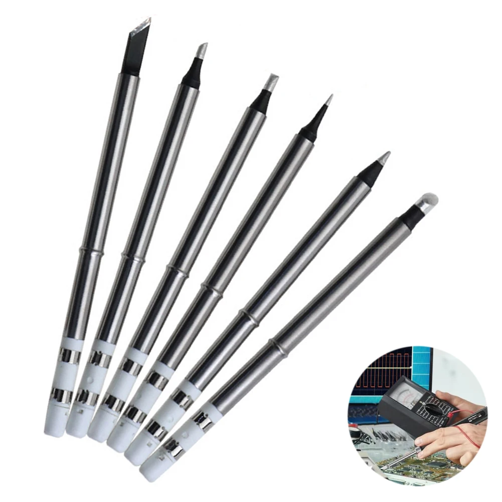 6 Pieces T65 Soldering Iron Tips Set B2 I K D32 D52 Copper Alloy Tips for Efficient Soldering and For Repair Work