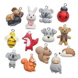 Koala Bear Owls Dogs Animals Charms Cute Kawaii Resin Pendant for Earring Necklace Keychain Jewelry Making Supplies Diy Findings