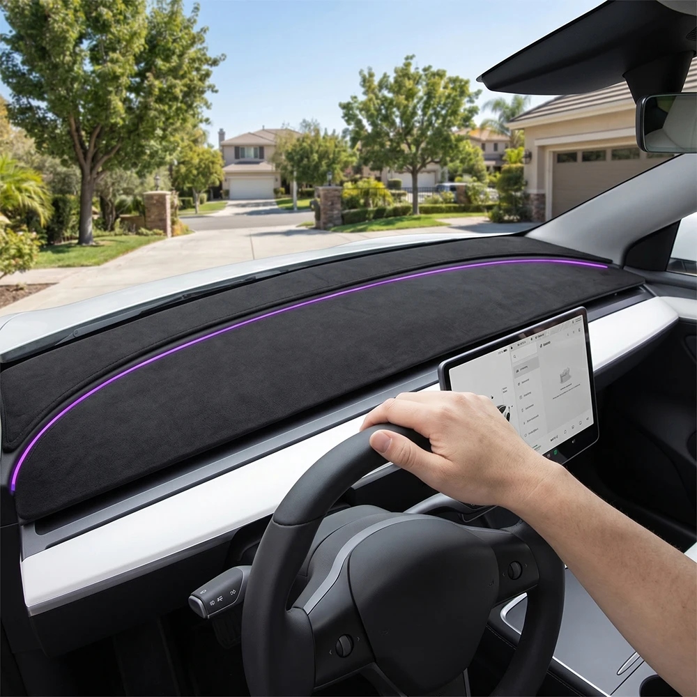 Anti-UV Dashboard Cover For Tesla Refreshed Model Y/6-seater Model YL Center Console Accessories Dash Mat Protector Pad Sunshade