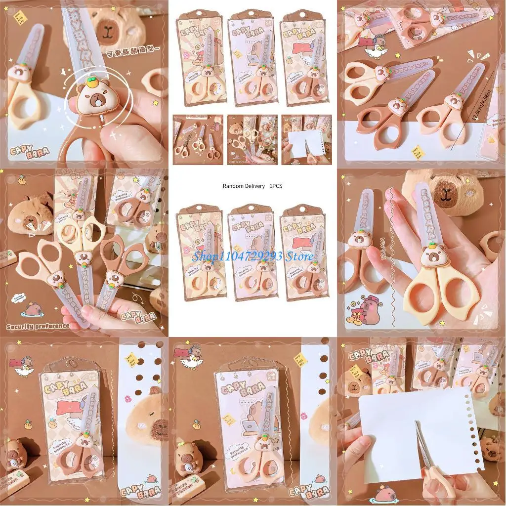 Y2GD безопасные ножницы с героями мультфильмов и защитной крышкой, ножницы для рукоделия с маркировкой масштаба, эргономичная