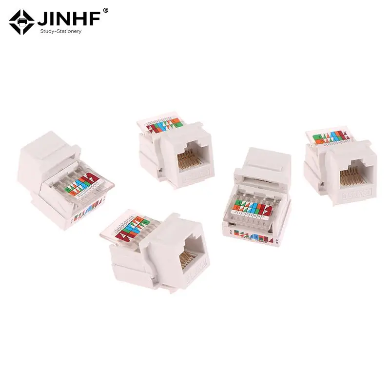 5pcs RJ45 Connector Information Socket Computer Outlet Cable Adapter Jack Tool-free CAT5E UTP Network Cable Adapter Replacement