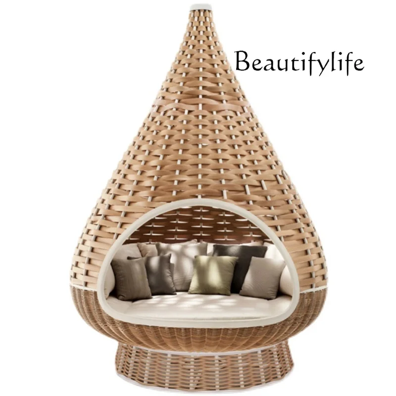 

Outdoor rattan hanging basket Nordic rattan chair Balcony Home indoor girl bird's nest chair Lazy rocking chair