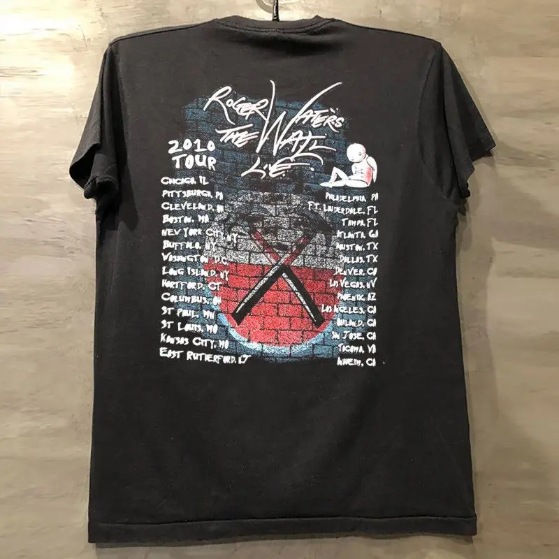 

Рок-н-ролл Мужская и женская хлопковая футболка с коротким рукавом Винтажная американская футболка с половиной рукава Tide The Wall Pink Floyd Band Album