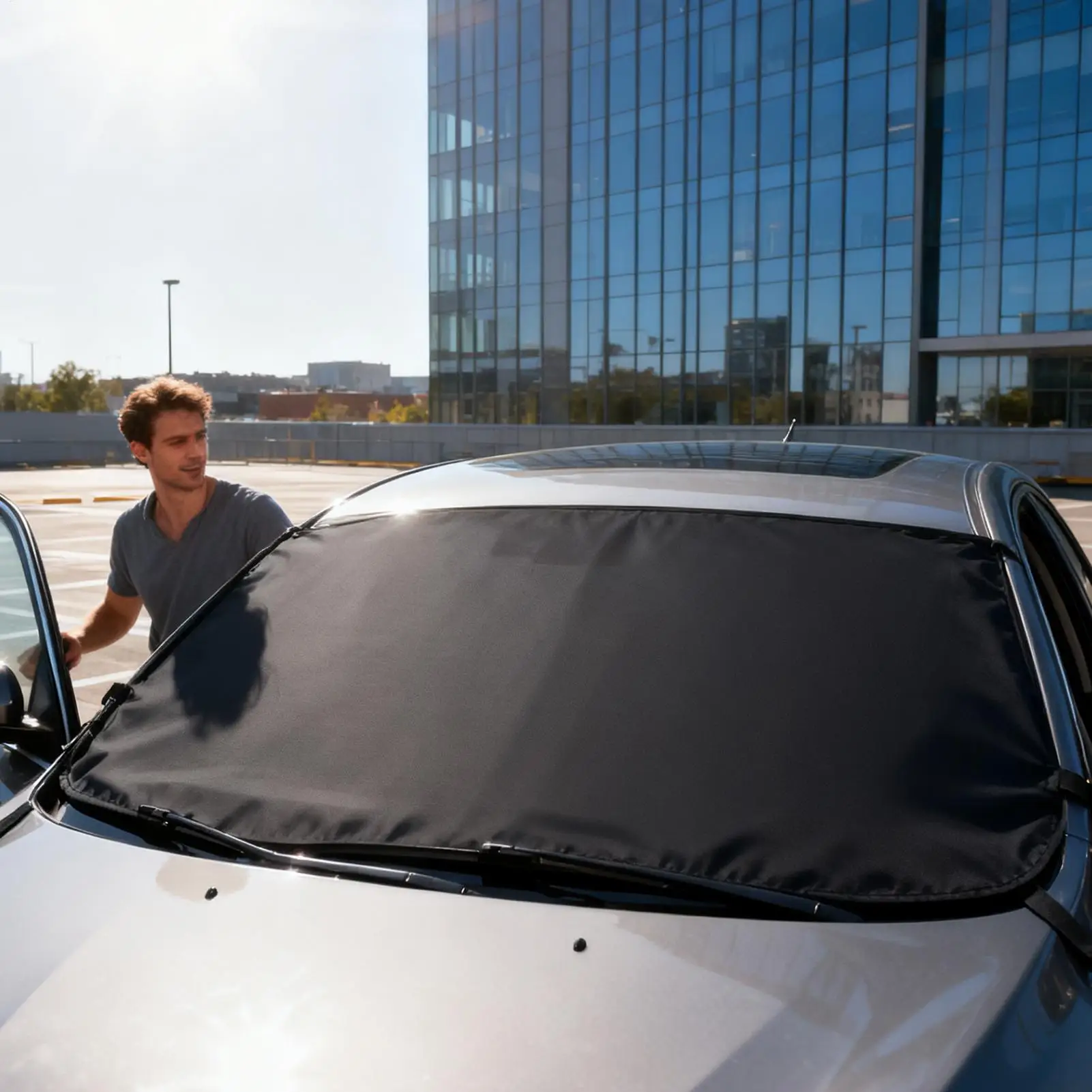 

Car Windshield Snow Cover Oxford Cloth Windscreen Frost Cover Thickened Windshield Sunshade for Commuting Winter Outdoor Truck