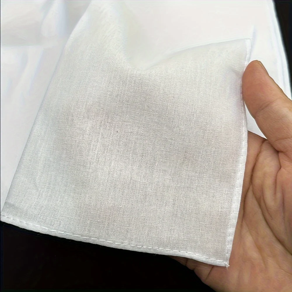 5pcs White Square Handkerchiefs Simple Elegant Soft Hankies Wedding Handkerchiefs Accessories