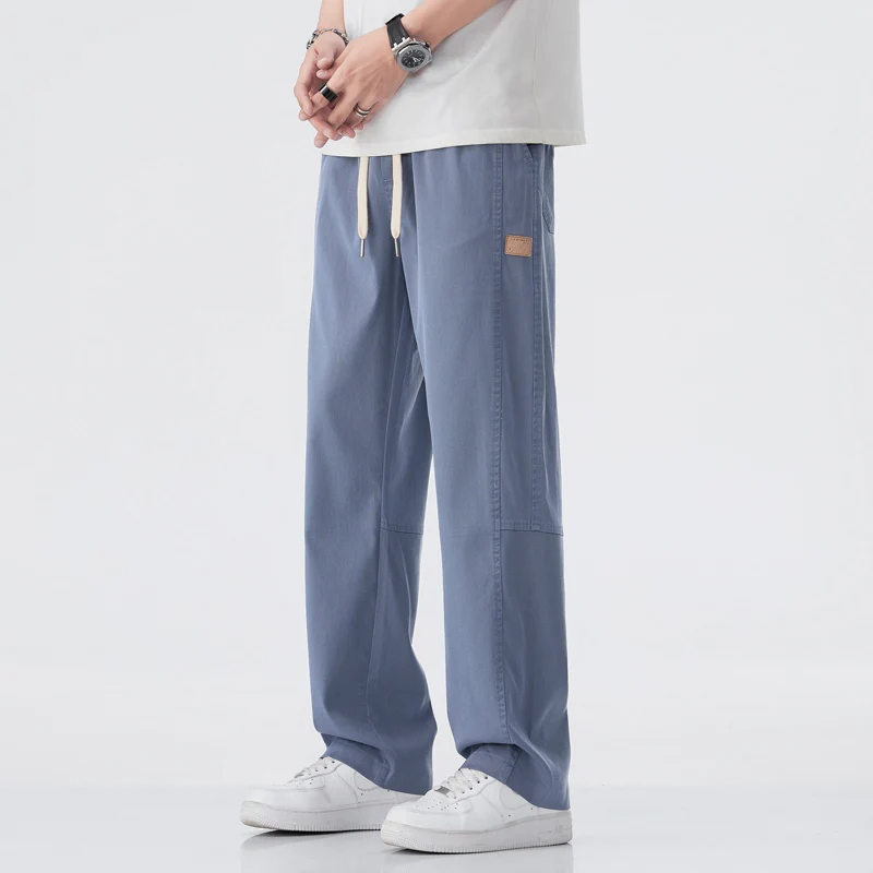 Men's Ice Silk Jeans 2025 New Lyocell Loose Straight Leg Sports Casual Pants Spring Summer Denim Trousers