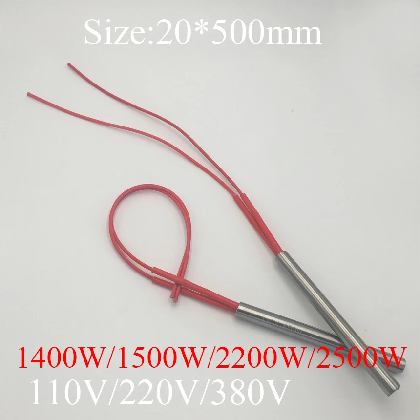 

20x500 20*500 1400W 1500W AC 110V 220V 380V Stainless Steel Cylinder Tube Mold Heating Element Single End Cartridge Heater