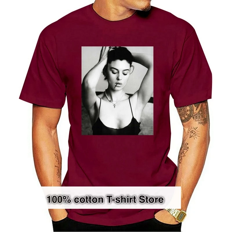 T-shirt MAGLIA MONICA BELLUCCI ATTRICE TOP modello MODA ITALIA MITO 2 S-3XL 100% cotone manica corta o-collo TOP Tee shirt