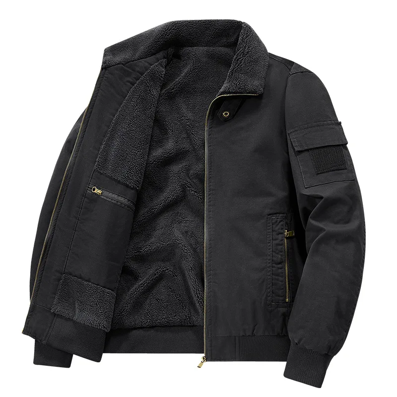 Men Solid Color Plus Size Turn-down Collar Long Sleeve Casual Simple Jackets New Fashion Winter American Style Male Coats Tops