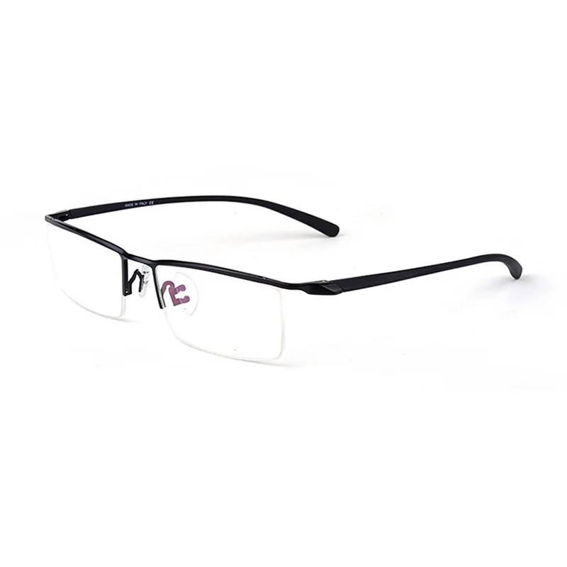 HDCRAFTER Pure Titanium Glasses Frame Men Half Square Myopia Optical Prescription Eyeglasses New Semi Rimless Eyewear P8190