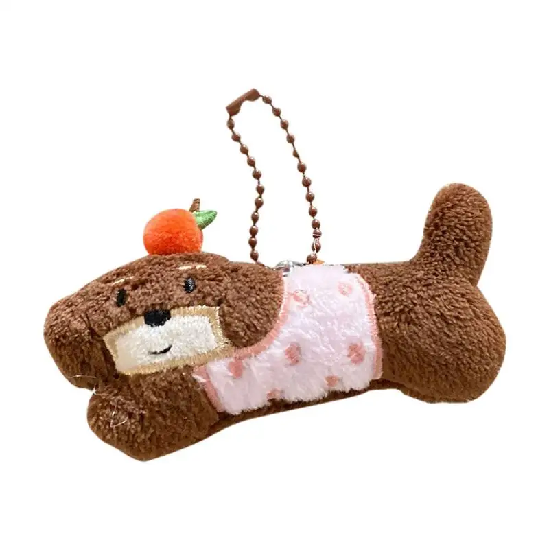 Lindo llavero de felpa Dachshund llavero de felpa cachorro relleno llavero de dibujos animados mochila decoración para aula graduación cumpleaños