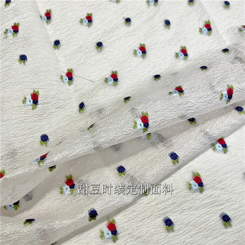 Organza Yarn Dyed Jacquard Fabric Spring Summer Thin Brocade Clothing Small Floral Dress European Brand Fashion Design Sew Cloth