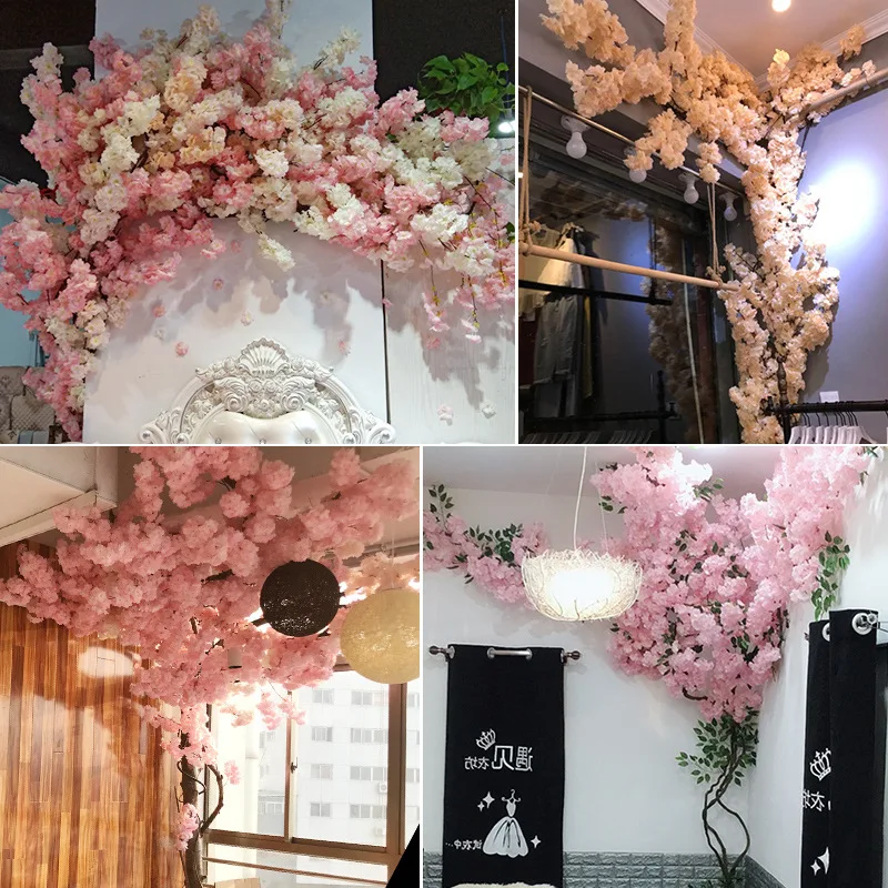 

10/20pc Artificial Cherry Blossom Pink White Cherry Tree Silk Flower Spring Cherry DIY Bonsai Arch Wedding Props Home Decoration