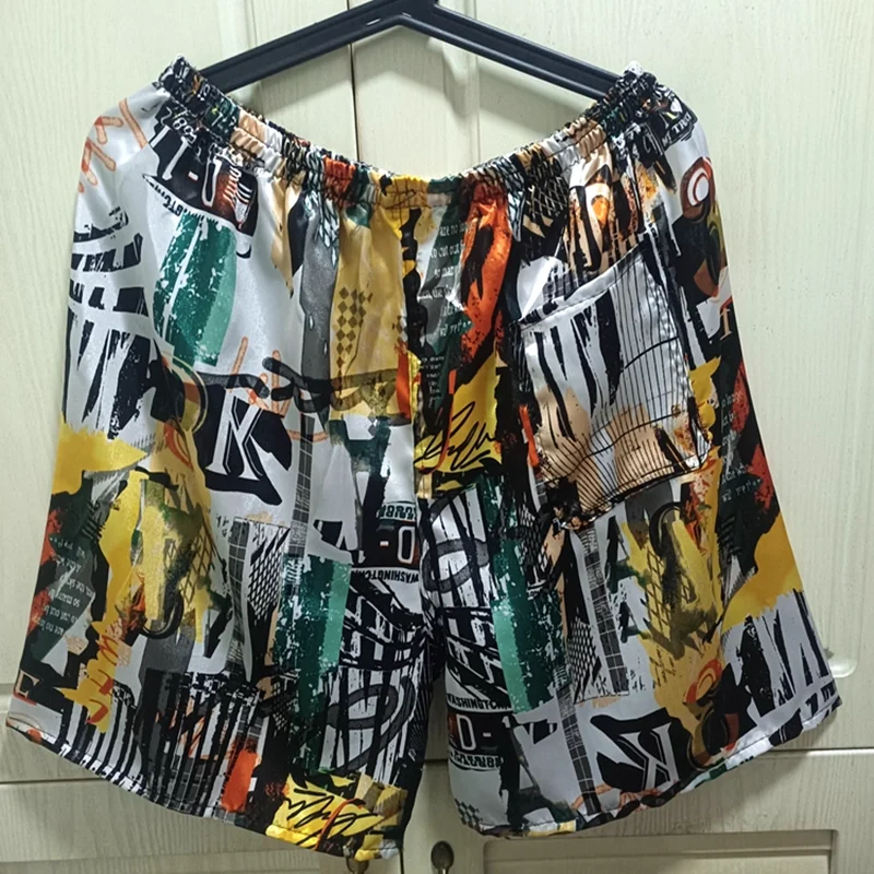 

Мужское шелковое нижнее белье большого размера, быстросохнущие повседневные свободные шорты для отдыха, одежда для сна для пожилых людей среднего возраста на улице