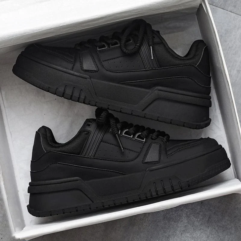 Men\'s Sneakers Fashion Platform Casual Shoe Skateboard Shoes for Men Lace Up Sports Shoes White Black