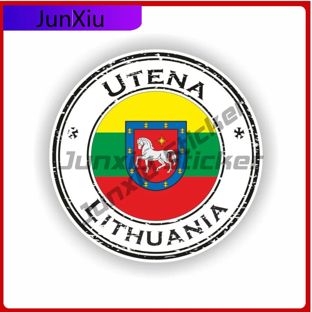 

Utena Lithuania Seal Sticker Round Cool Laptop Motorcycle Waterproof Car Modification Vinyl Decal For Car Truck SUV Window