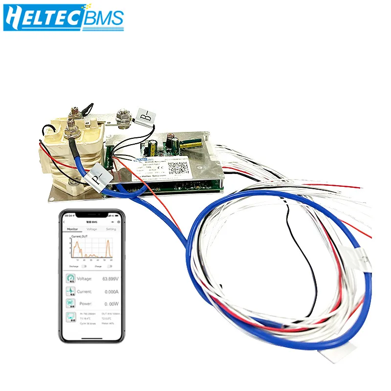 HeltecBMS 350A 500A Smart Relay BMS 7S -24S 2000A Peak Lipo/Lifepo4 Battery protection board with APP 4S 8S 12S 13S 16S 17S 20S