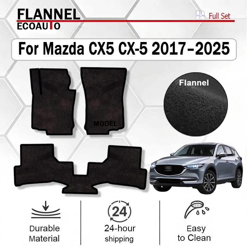 

Автомобильные коврики ECOAUTO из фланели для Mazda CX-5 (2017–2025, KF), водонепроницаемые, нескользящие, с кнопками