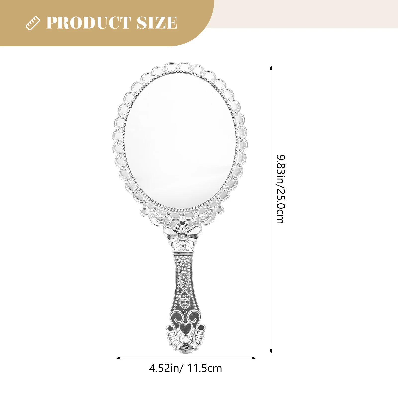 Retro Hand Mirror Portable Vintage Makeup Mirror Carved Handle Prevent Accidental Falls for Women Hand Mirrors with Handle