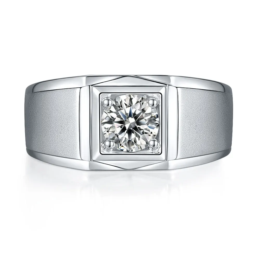 

18K gold PT950 platinum S925 silver 7-layer electroplated gold diamond ring, fashionable one carat moissanite men's ring