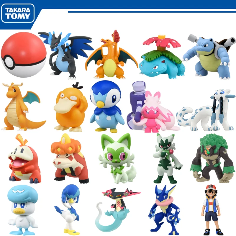 ORIGINAL Pokemon Figure Toys Anime Poke Ball Venusaur Charizard Blastoise Tinkaton Dragonite Crocalor Dragapult PVC Model Dolls