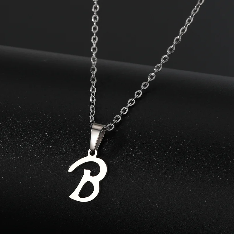 IFKM Edelstahl Initial A-Z Großbuchstaben Anhänger Halskette für Frauen Männer Alphabet Kette Halsketten Mode Schmuck Geschenk