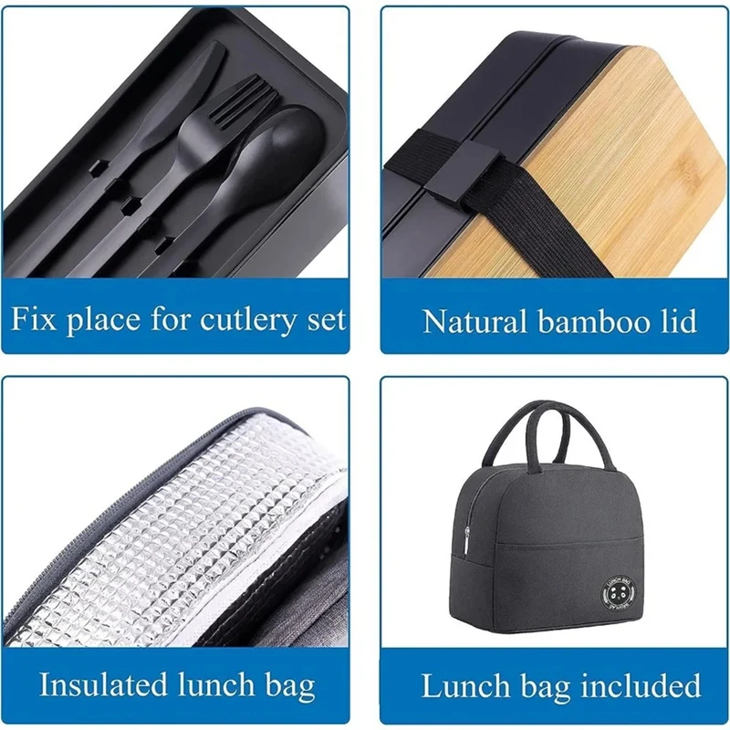 ABKO-Kotak Makan Siang Stackable Dengan Tas Insulasi Termal Kotak Makan Siang Microwave Cocok Untuk Pekerja Kantor Dan Pelajar.