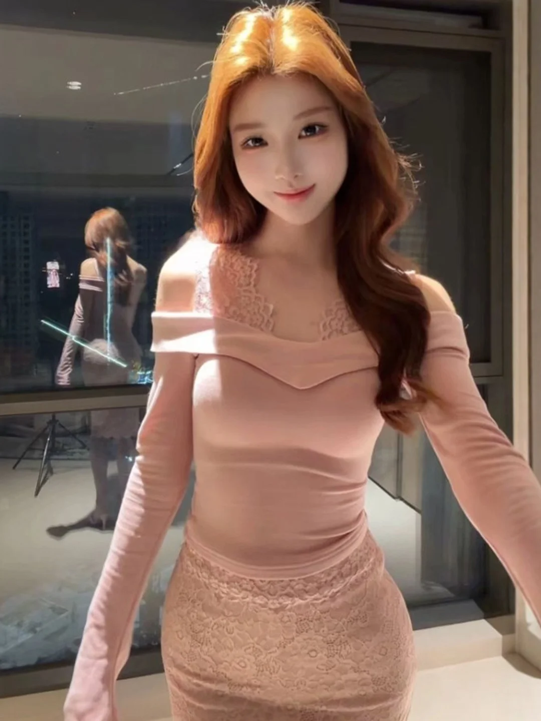 

Сексуальный кружевной комплект из двух предметов: топ на одно плечо и юбка. Весенний модный наряд, комфортный, теплый, средней плотности, с высокой талией, однотонный.