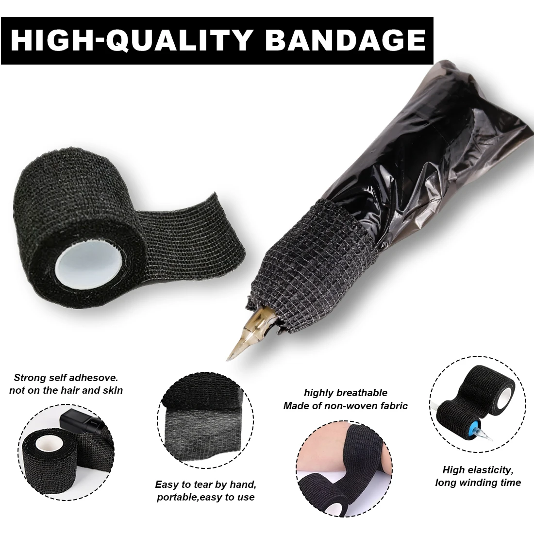 

200 шт., рукав-карандаш для татуировки, 3 шт., набор бинтов, открытие имеет самоклеящуюся полоску для легкого уплотнения, водонепроницаемые принадлежности для татуировок