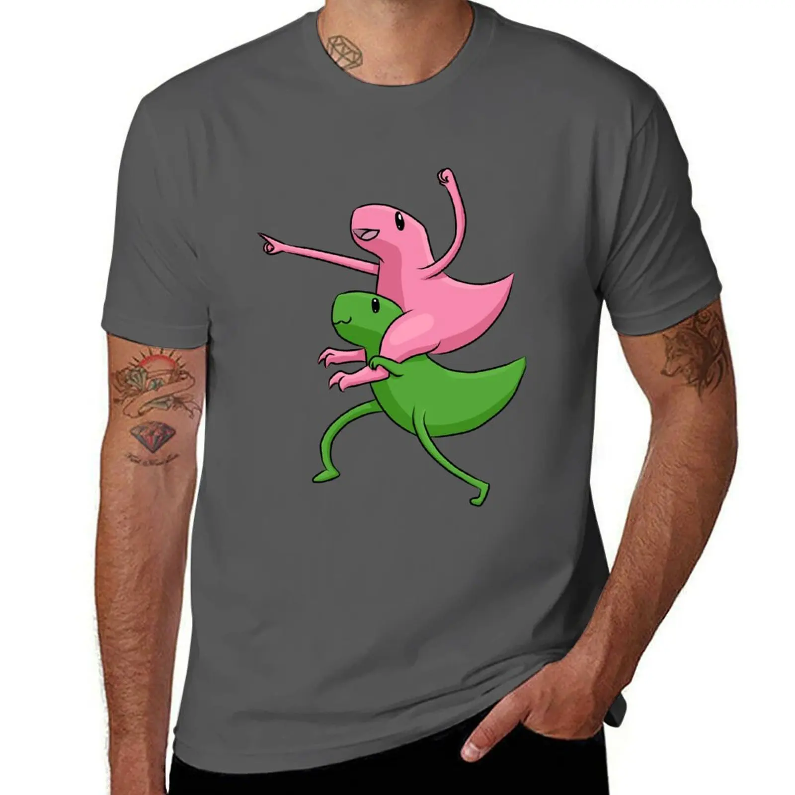

2 dino team up T-Shirt man t shirts for men casual cotton t shirts high quality man graphic t shirt T-Shirt
