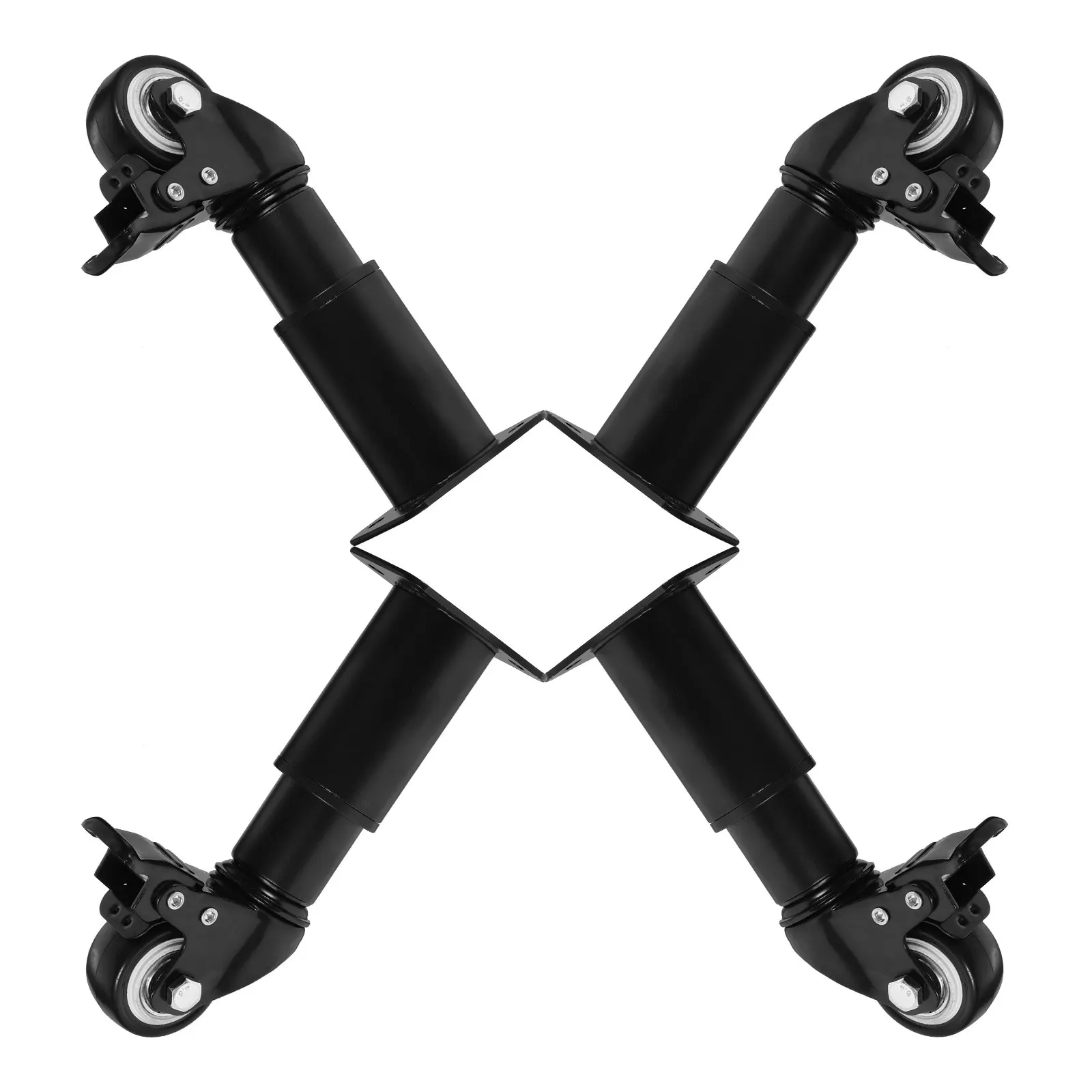 4Pcs Premium Adjustable Metal Legs with Locking Casters for Tables Dressers Cabinets Sofas Beds Easy Height Adjustment Table