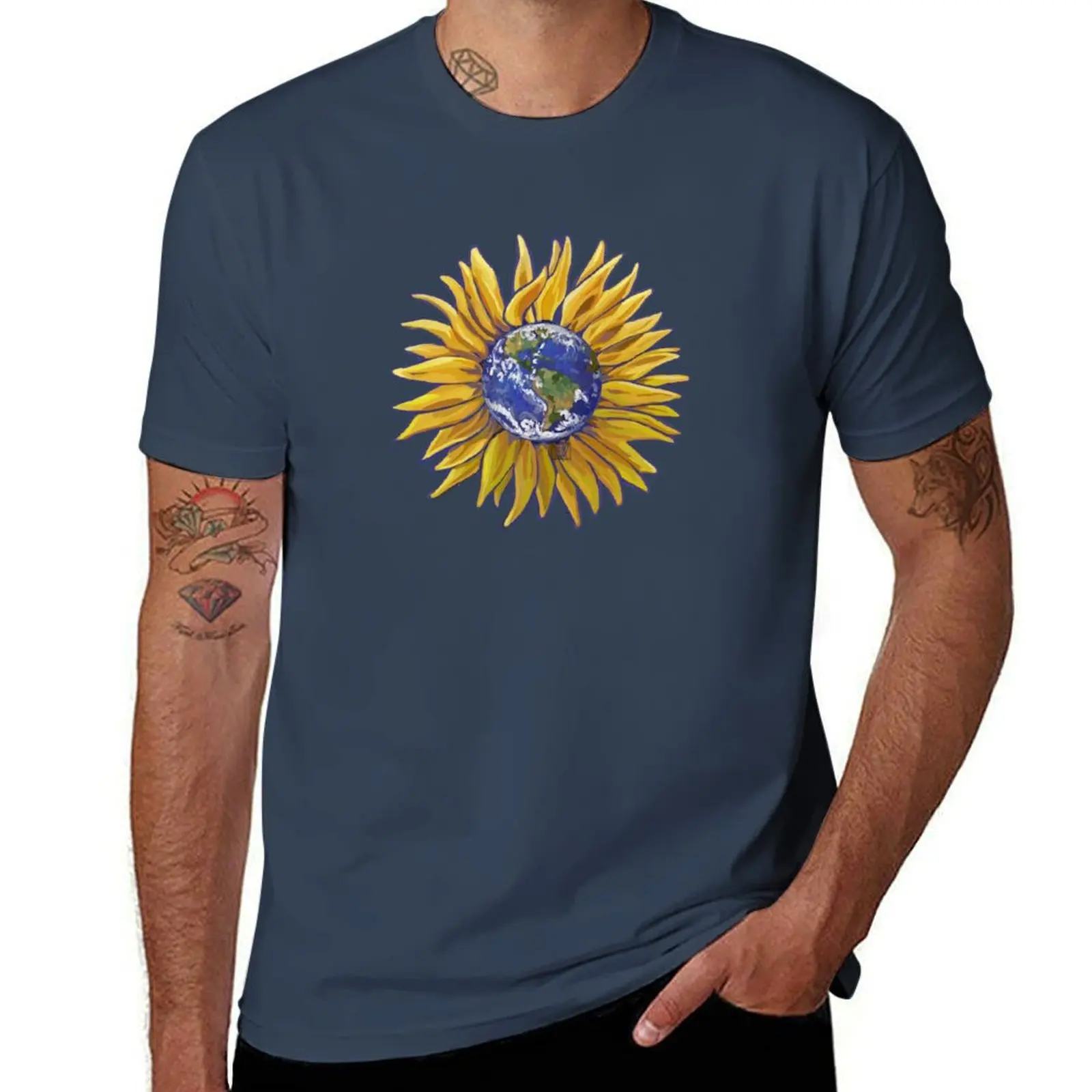 Sunflower Earth T-Shirt Basic Tee Shirt for Everyday Outfit