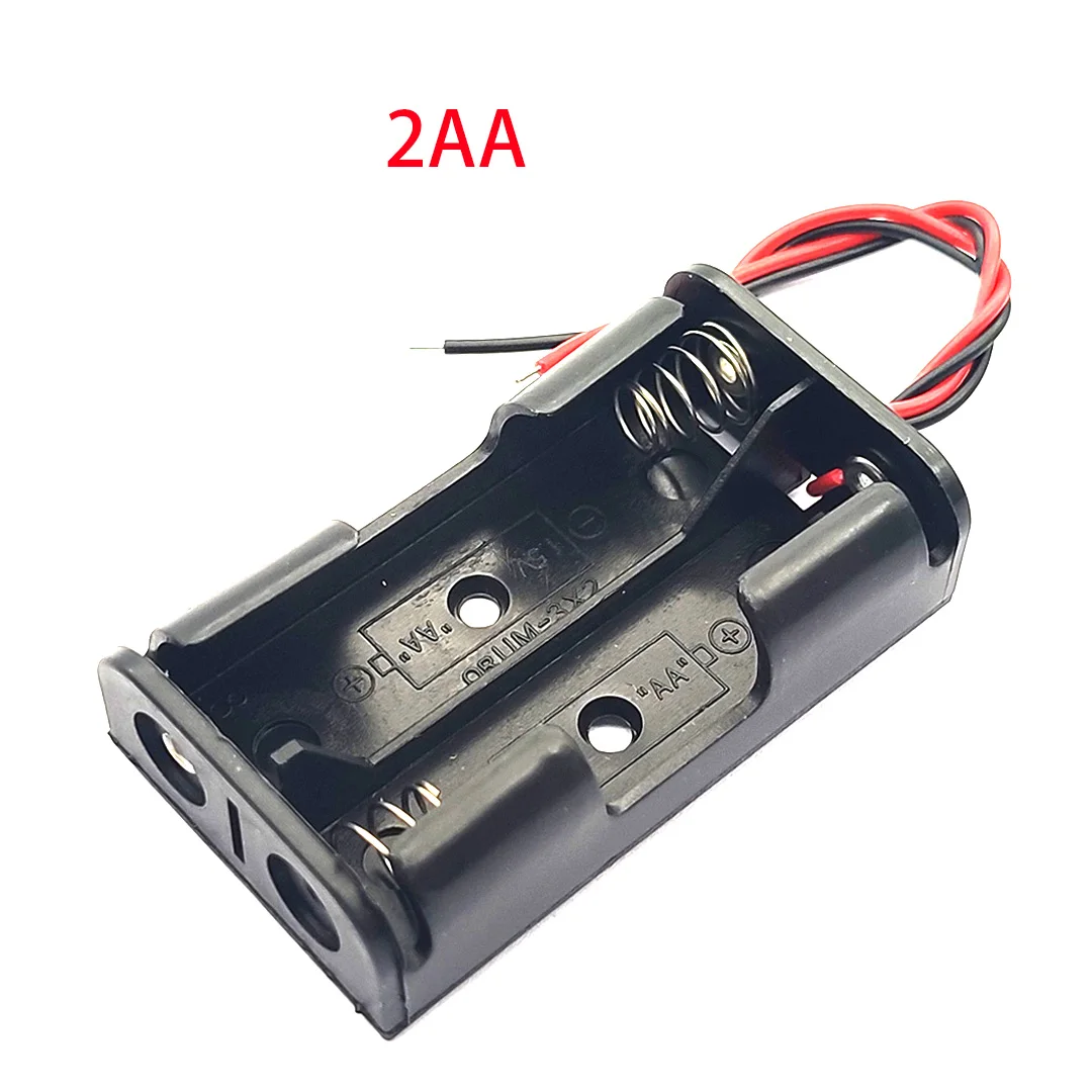 10 Pcs AA Battery Box 2*AA Battery Holder 2AA Battery Case 2 x 1.5V Battery Box Black With Wire Leads 3V