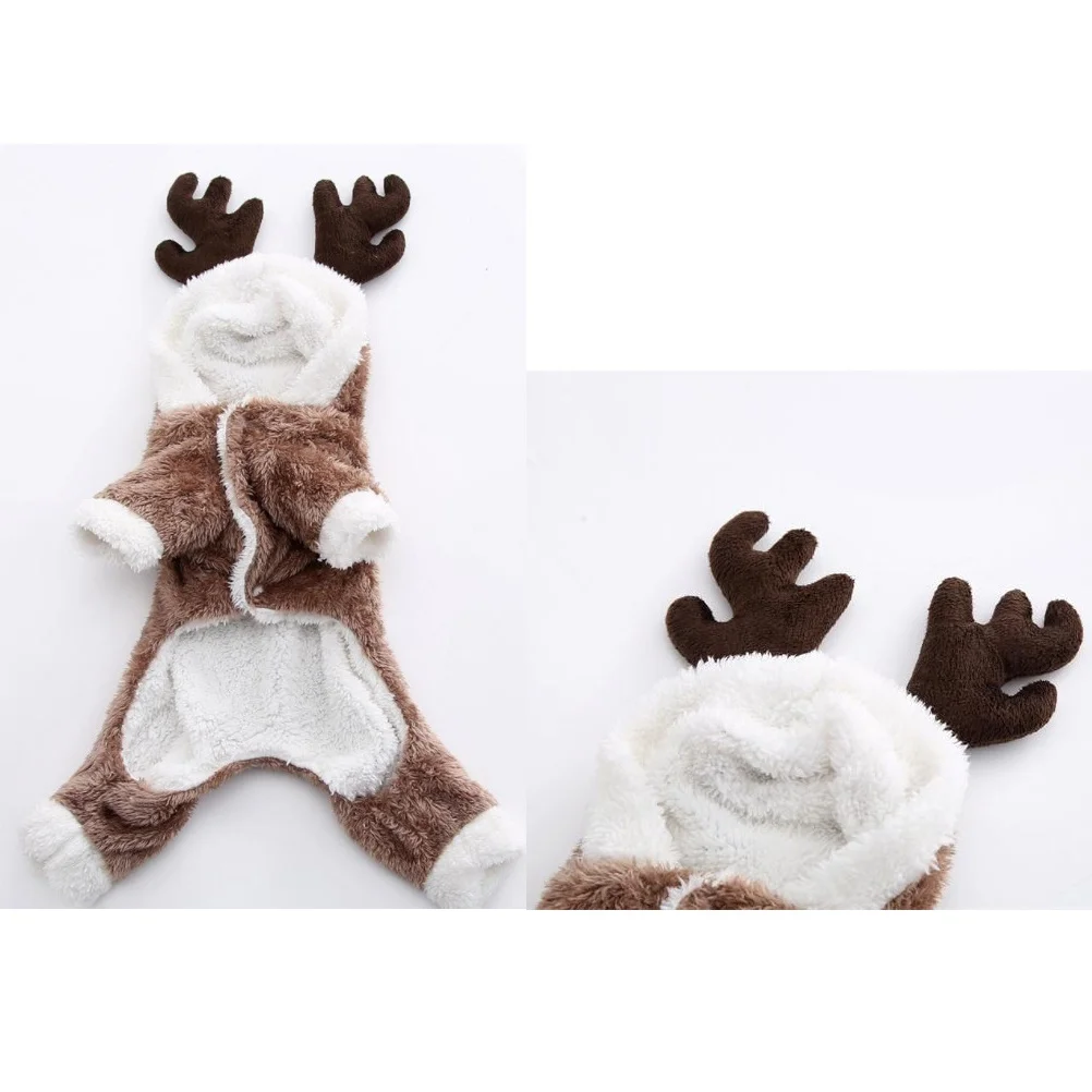 

Pet Christmas Clothes Brown Size S Dog Elk Flannel Warm Soft Coat Puppy Party Outfit Dog Christmas Clothes Pet Party Costume