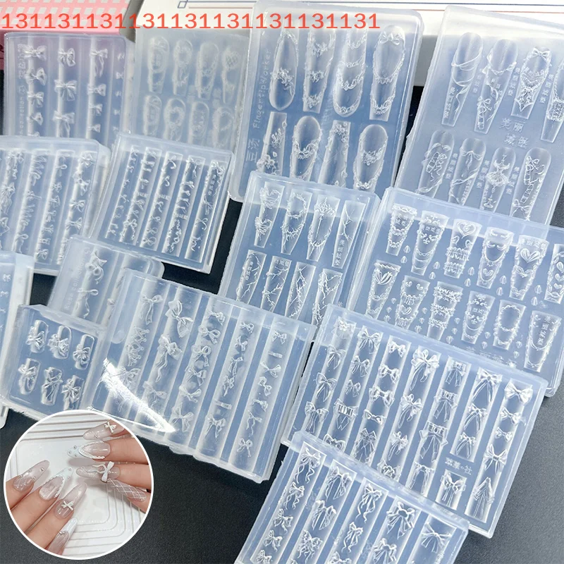 Falda de crema para pastel, cinta con lazo, molde acrílico 3D, decoraciones artísticas para uñas, diseño DIY, molde de silicona para decoración de uñas, plantilla para dijes de uñas