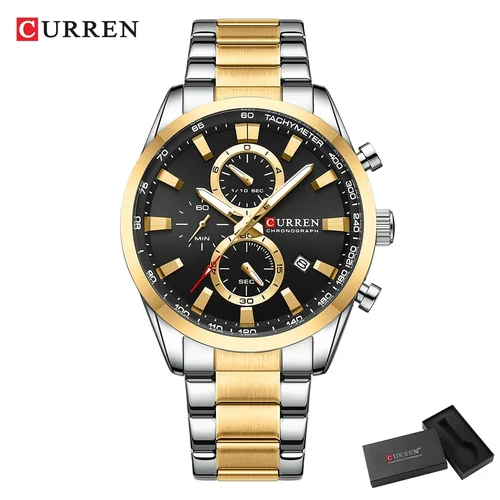 Imagen 2 del producto CURREN Casual cuarzo cronógrafo relojes deportivos marcas para hombres pulsera de acero inoxidable esfera multifunción 2023 reloj de pulsera con fecha