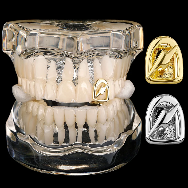 1PCS NEW Dental Grill Punk Rapper Cap Halloween Cosplay Hip Hop Teeth Grillz Men Women Iced Out Hollow Double Tooth Cap