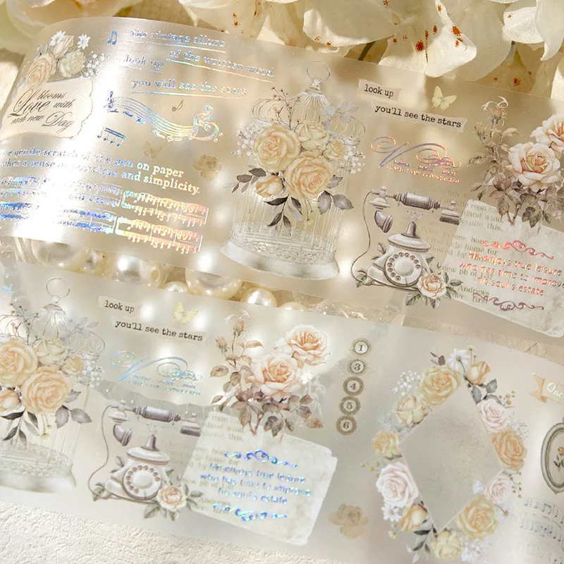 1pcs/1lot Decorative Adhesive Tapes Shorts and Roses Junk Journal Paper Japanese Stickers