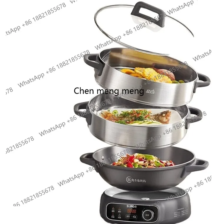 

Electric steamer, rust steel household multi-functional three-layer electric cooking pot, fully automatic, integrated pot