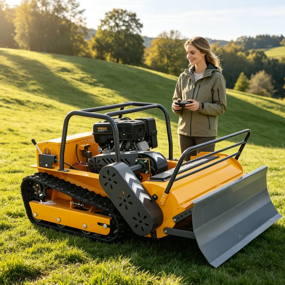Customized Remote Control Lawn Mowers Gas Robot Lawn Mower With Adjustable Cutting Width For Farm Grass
