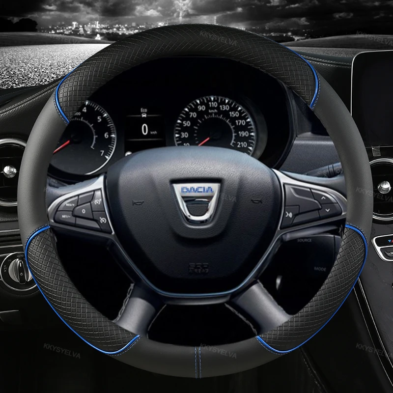 PU Leather Car Steering Wheel Cover For Dacia Sandero Stepway Crossover For Renault Sandero Auto Accessories