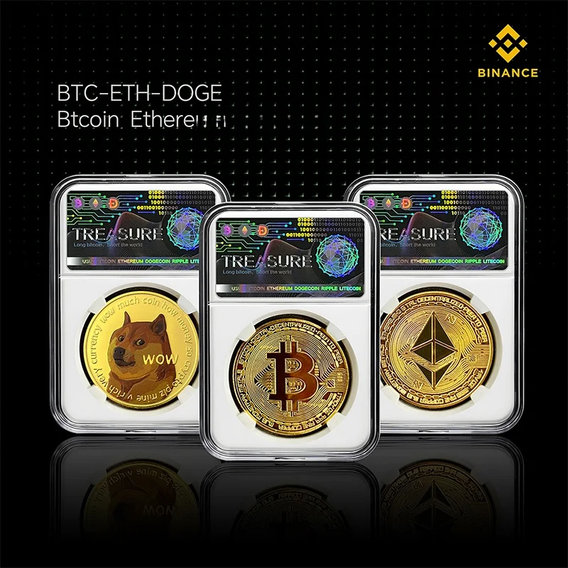 عملة افتراضية تذكارية إبداعية: بيت كوين، إيثيريوم، دوجكوين، عملة عالمية، هدية بتصميم لطيف وناعم للجنسين #4