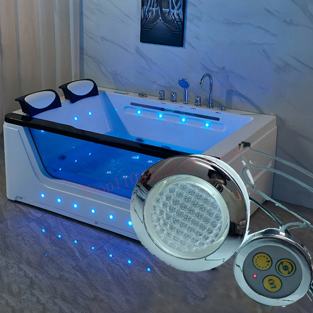 

RGB Underwater Bath Light 12V 100mA 68X50mm Chromium Plating Face Colorful Surface Submersible LED Pool Lights LED Bathtub Lamp
