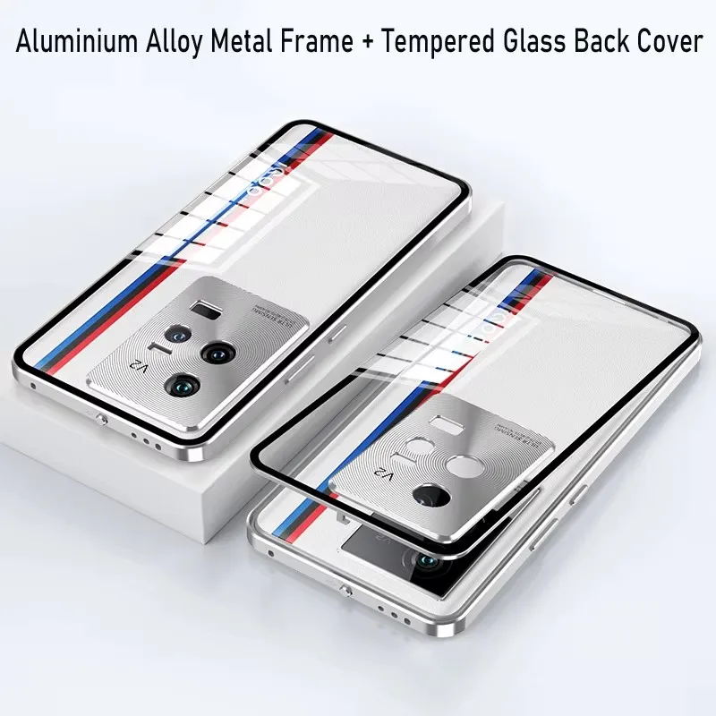 

Aluminium Alloy Metal Frame Bumper Case For For VIVO IQOO 11 11S Pro 11Pro Tempered Glass Back Cover Camera Lens Protector Case