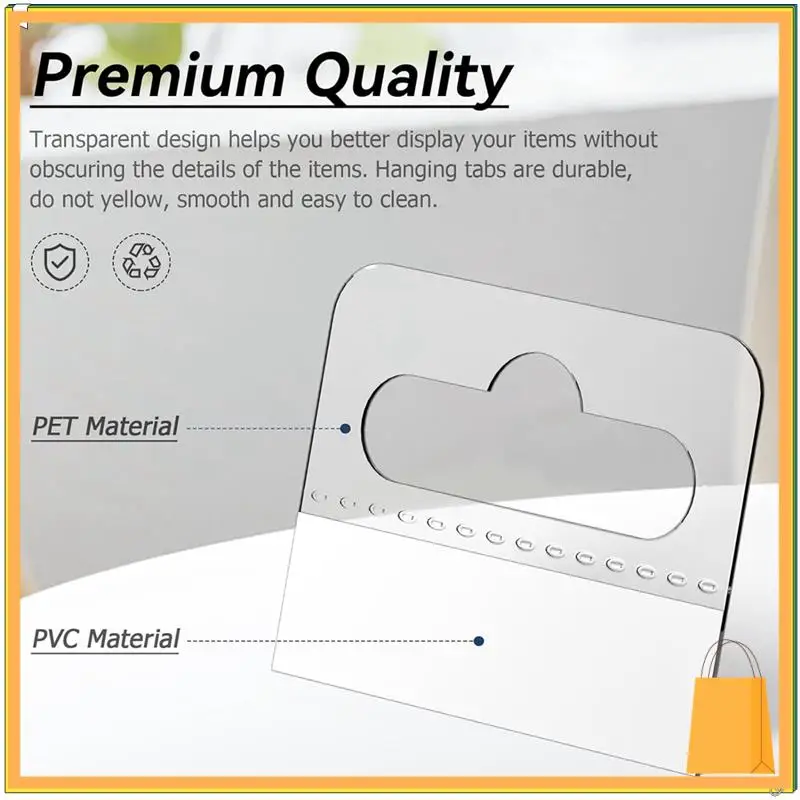 

L52A-Hang Tabs, 200 Pcs Clear Sticky Hanging Tabs Slot Hole Self Adhesive Plastic Hang Tags, 4.5 X 3.5Cm Durable Easy To Use